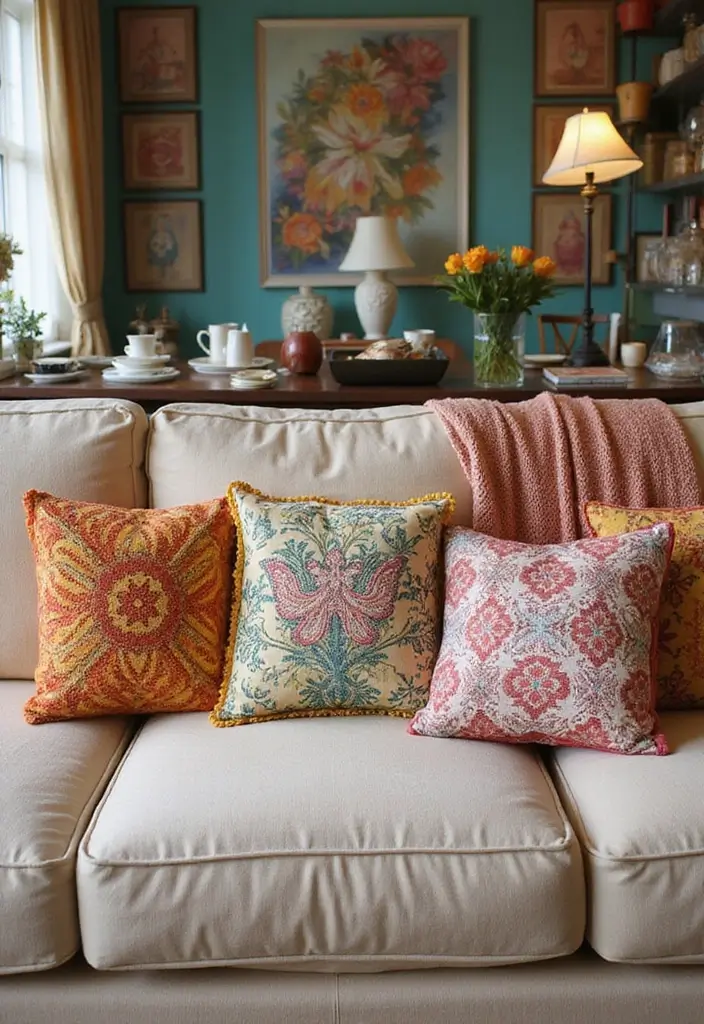 25 Beige Sofa with Pillows Ideas That Feel Effortlessly Chic 22 25 Beige Sofa with Pillows Ideas That Feel Effortlessly Chic - 22. Colorful Cushions