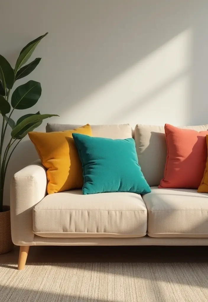 25 Beige Sofa with Pillows Ideas That Feel Effortlessly Chic 3 25 Beige Sofa with Pillows Ideas That Feel Effortlessly Chic - 3. Bold Accents
