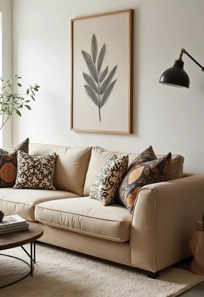 25 Beige Sofa with Pillows Ideas That Feel Effortlessly Chic 5 25 Beige Sofa with Pillows Ideas That Feel Effortlessly Chic - 5. Statement Pillows