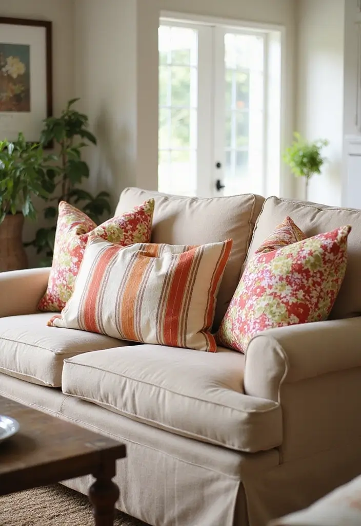 25 Beige Sofa with Pillows Ideas That Feel Effortlessly Chic 7 25 Beige Sofa with Pillows Ideas That Feel Effortlessly Chic - 7. Playful Patterns