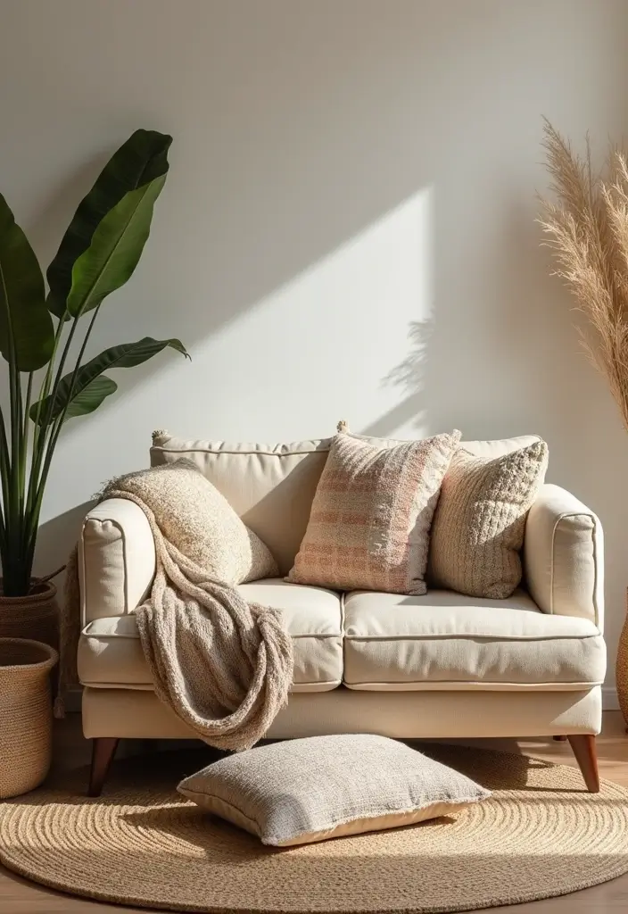 25 Beige Sofa with Pillows Ideas That Feel Effortlessly Chic 8 25 Beige Sofa with Pillows Ideas That Feel Effortlessly Chic - 8. Bohemian Vibes