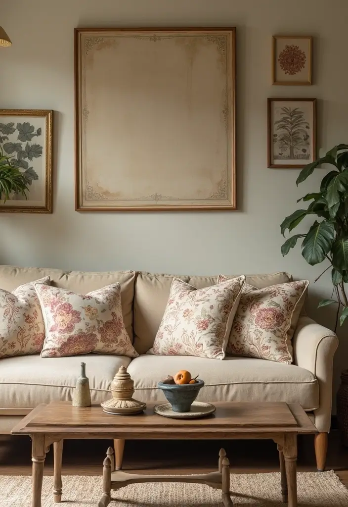 25 Beige Sofa with Pillows Ideas That Feel Effortlessly Chic 9 25 Beige Sofa with Pillows Ideas That Feel Effortlessly Chic - 9. Vintage Touches