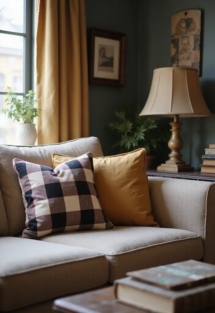 25 Checkered Pillow Ideas for Cozy Living Rooms 14 25 Checkered Pillow Ideas for Cozy Living Rooms - 14. Vintage-Inspired Checkered Pillows