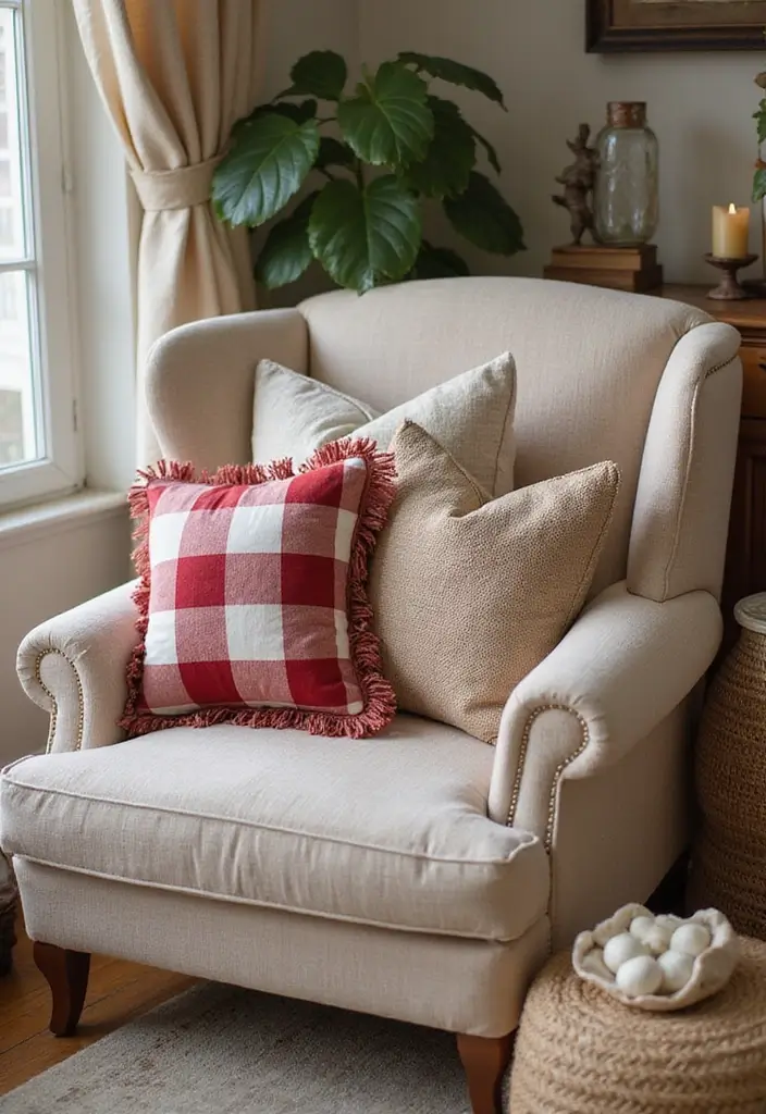 25 Checkered Pillow Ideas for Cozy Living Rooms 19 25 Checkered Pillow Ideas for Cozy Living Rooms - 19. Checkered Pillows with Fringed Edges