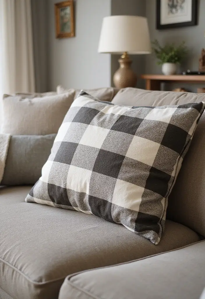 25 Checkered Pillow Ideas for Cozy Living Rooms 23 25 Checkered Pillow Ideas for Cozy Living Rooms - 23. Personalized Checkered Pillows