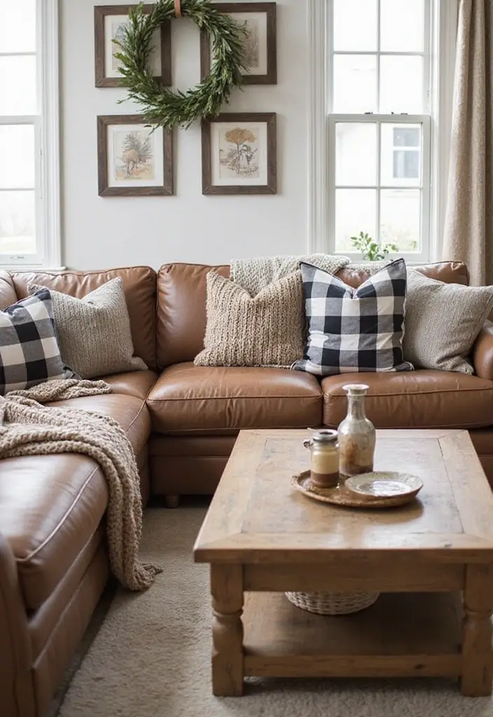 25 Checkered Pillow Ideas for Cozy Living Rooms 6 25 Checkered Pillow Ideas for Cozy Living Rooms - 6. Farmhouse Style with Buffalo Check Pillows