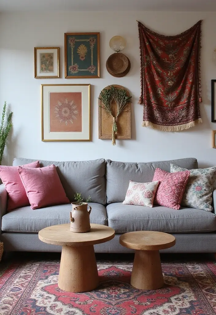 25 Grey Couch with Pink Pillows That Look Soft and Elegant 10 25 Grey Couch with Pink Pillows That Look Soft and Elegant - 10. Cultural Influences in Decor