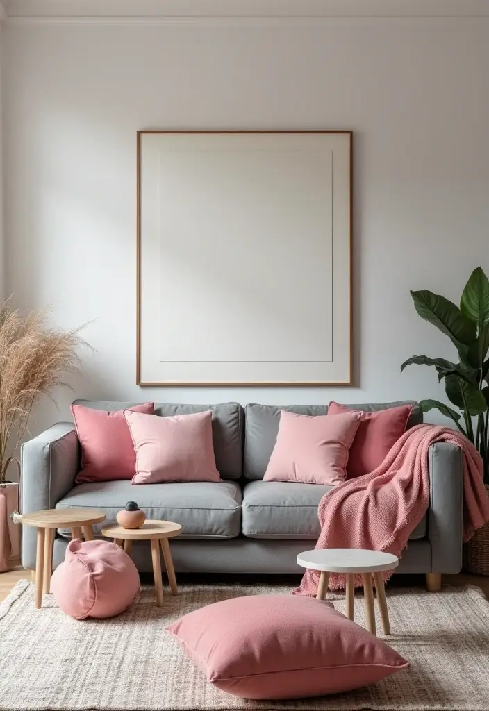 25 Grey Couch with Pink Pillows That Look Soft and Elegant 14 25 Grey Couch with Pink Pillows That Look Soft and Elegant - 14. Timeless Color Combinations