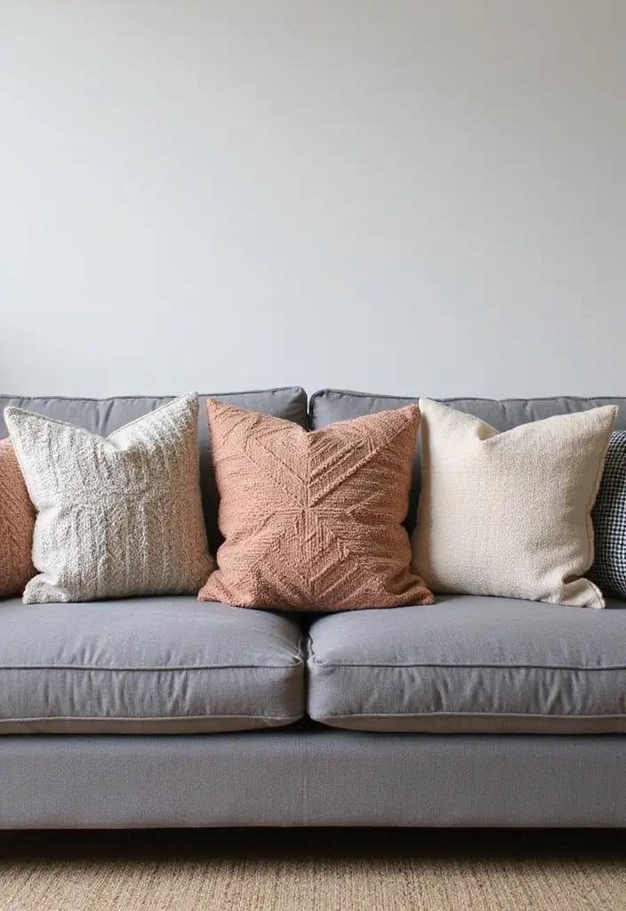 25 Grey Couch with Pink Pillows That Look Soft and Elegant 18 25 Grey Couch with Pink Pillows That Look Soft and Elegant - 18. Stylish Throw Pillows