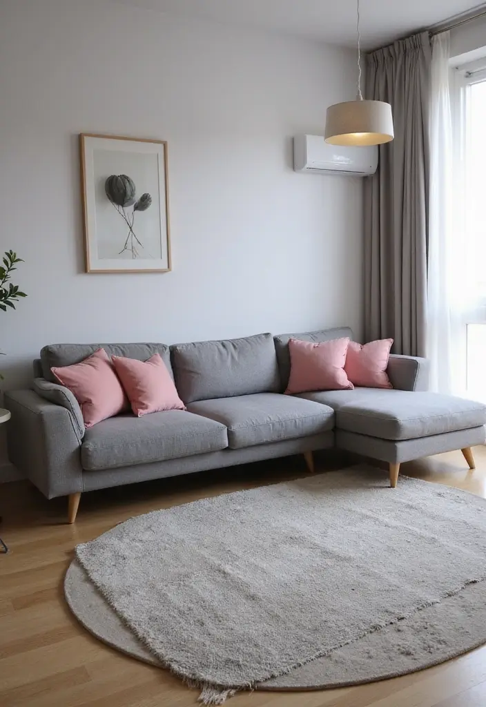 25 Grey Couch with Pink Pillows That Look Soft and Elegant 19 25 Grey Couch with Pink Pillows That Look Soft and Elegant - 19. Incorporating Technology Smoothly