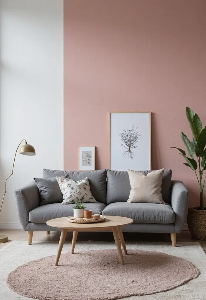 25 Grey Couch with Pink Pillows That Look Soft and Elegant 2 25 Grey Couch with Pink Pillows That Look Soft and Elegant - 2. Accent Wall Wonders