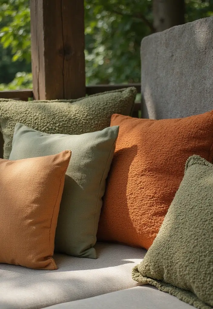 25 Outdoor Pillow Color Schemes That Refresh Your Patio Instantly 10 25 Outdoor Pillow Color Schemes That Refresh Your Patio Instantly - 10. Earthy Tones