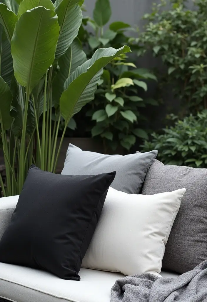 25 Outdoor Pillow Color Schemes That Refresh Your Patio Instantly 14 25 Outdoor Pillow Color Schemes That Refresh Your Patio Instantly - 14. Chic Grayscale