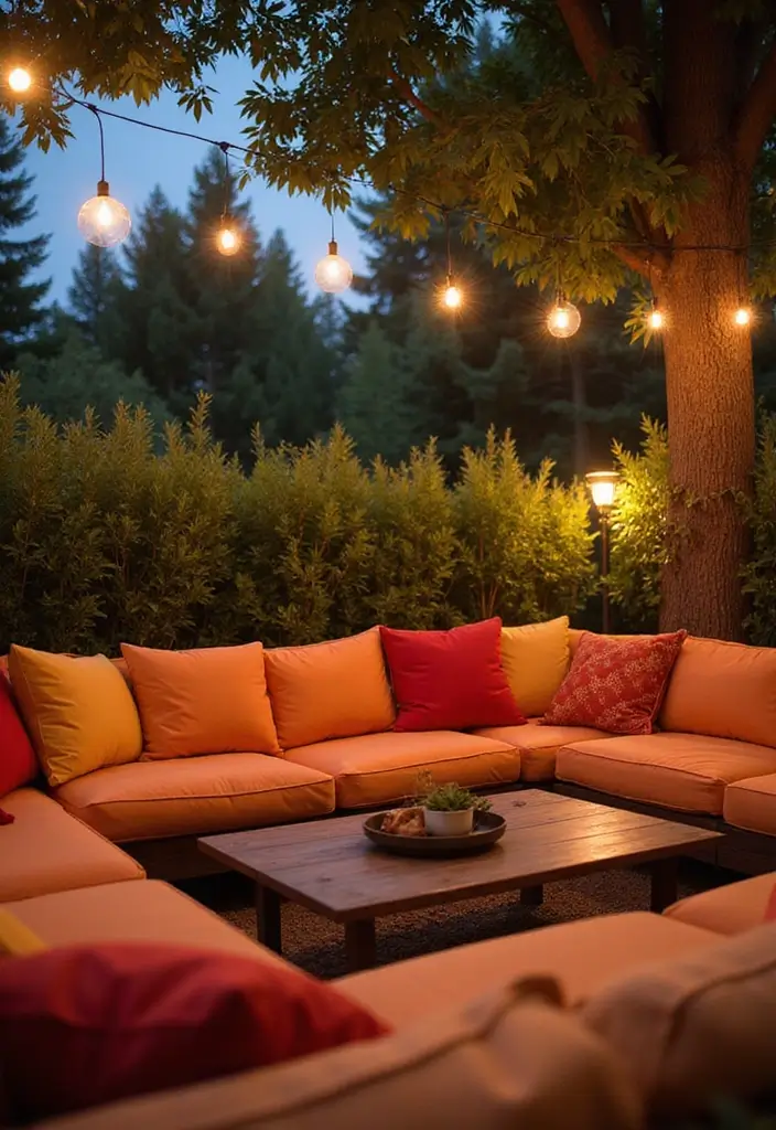 25 Outdoor Pillow Color Schemes That Refresh Your Patio Instantly 2 25 Outdoor Pillow Color Schemes That Refresh Your Patio Instantly - 2. Sunset Glow