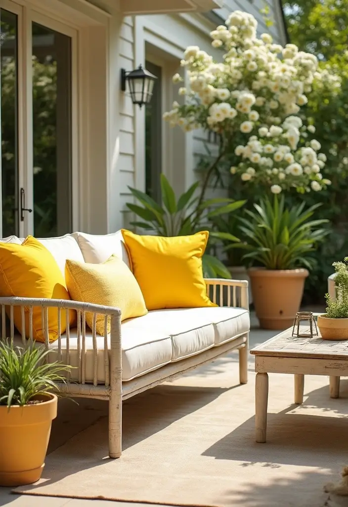 25 Outdoor Pillow Color Schemes That Refresh Your Patio Instantly 23 25 Outdoor Pillow Color Schemes That Refresh Your Patio Instantly - 23. Sunkissed Yellows