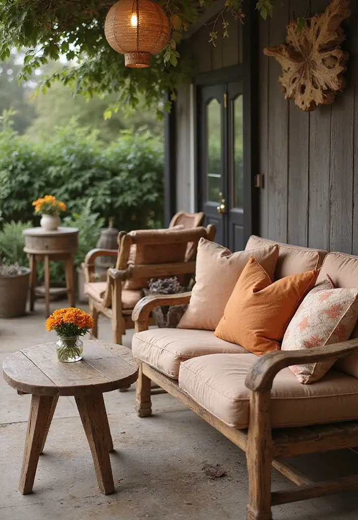 25 Outdoor Pillow Color Schemes That Refresh Your Patio Instantly 5 25 Outdoor Pillow Color Schemes That Refresh Your Patio Instantly - 5. Rustic Charm