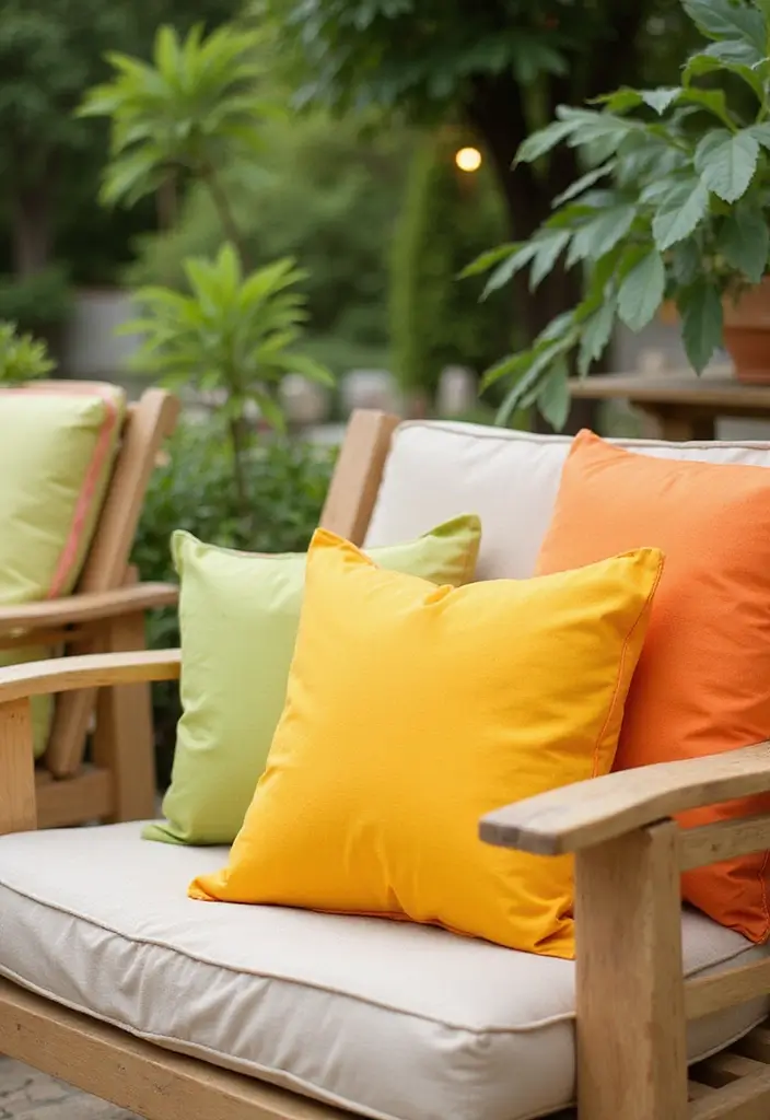 25 Outdoor Pillow Color Schemes That Refresh Your Patio Instantly 6 25 Outdoor Pillow Color Schemes That Refresh Your Patio Instantly - 6. Summer Citrus