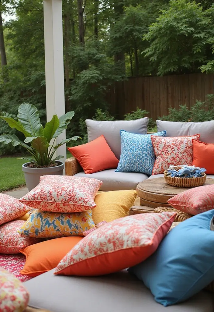 25 Outdoor Pillow Color Schemes That Refresh Your Patio Instantly 8 25 Outdoor Pillow Color Schemes That Refresh Your Patio Instantly - 8. Bold & Bright