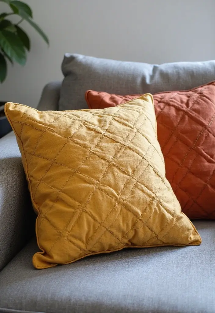 25 Perfect Pillows for a Grey Sofa to Match Any Interior - 11. Quilted Recycled Fabric Cushions