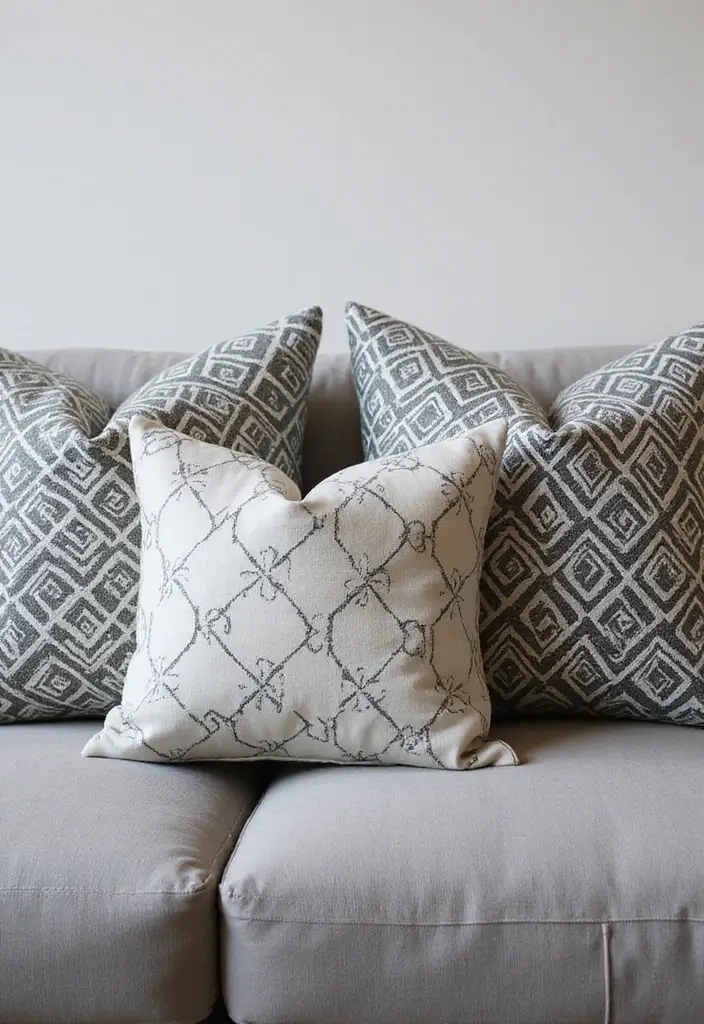 25 Perfect Pillows for a Grey Sofa to Match Any Interior - 15. Geometric Patterned Pillows