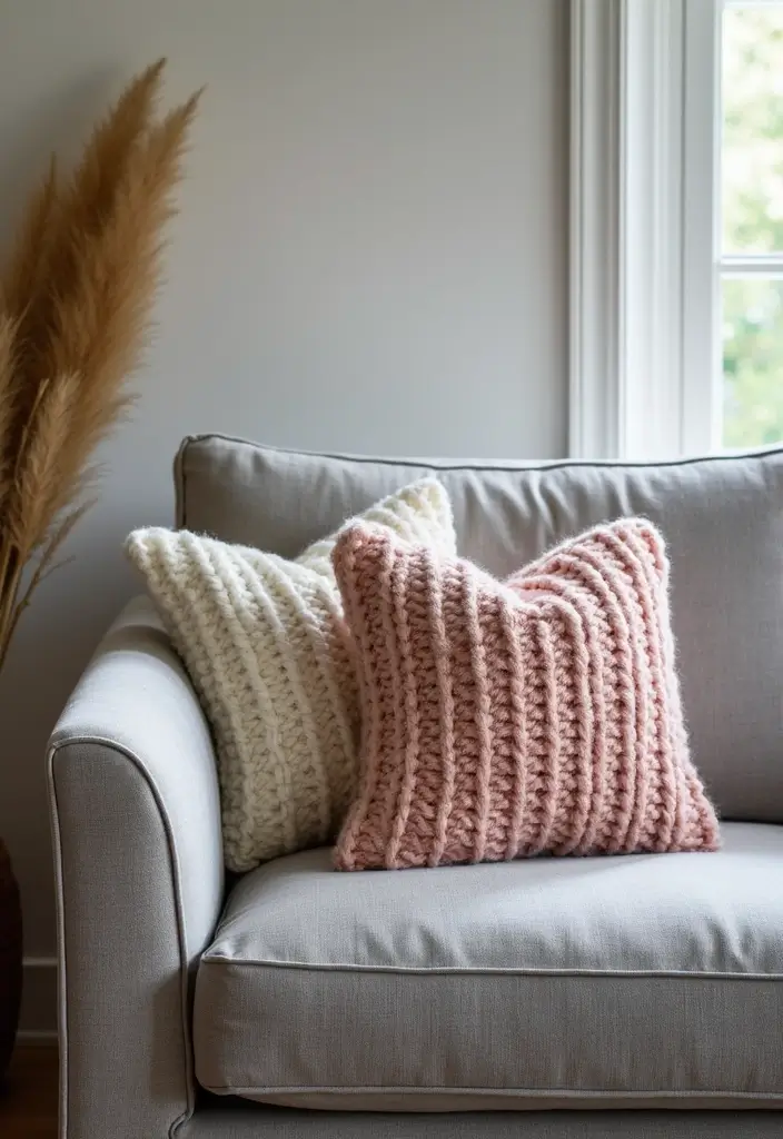 25 Perfect Pillows for a Grey Sofa to Match Any Interior - 16. Chunky Knit Pillows