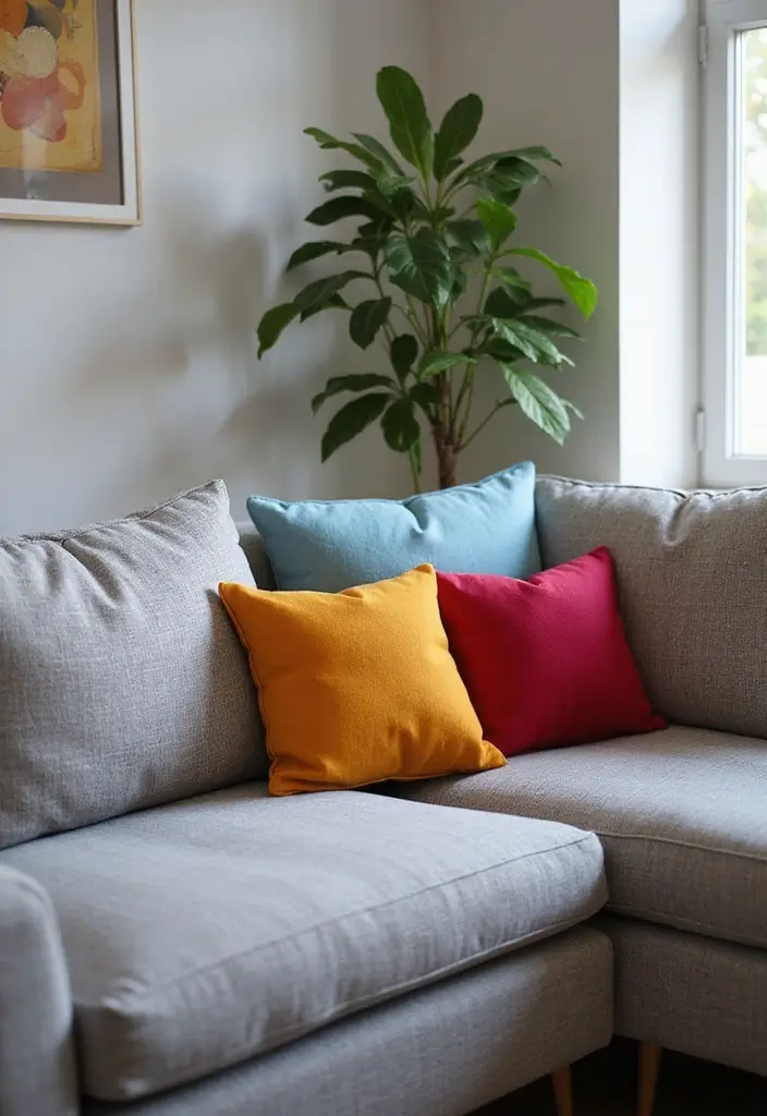 25 Perfect Pillows for a Grey Sofa to Match Any Interior - 20. Colorful Felt Pillows