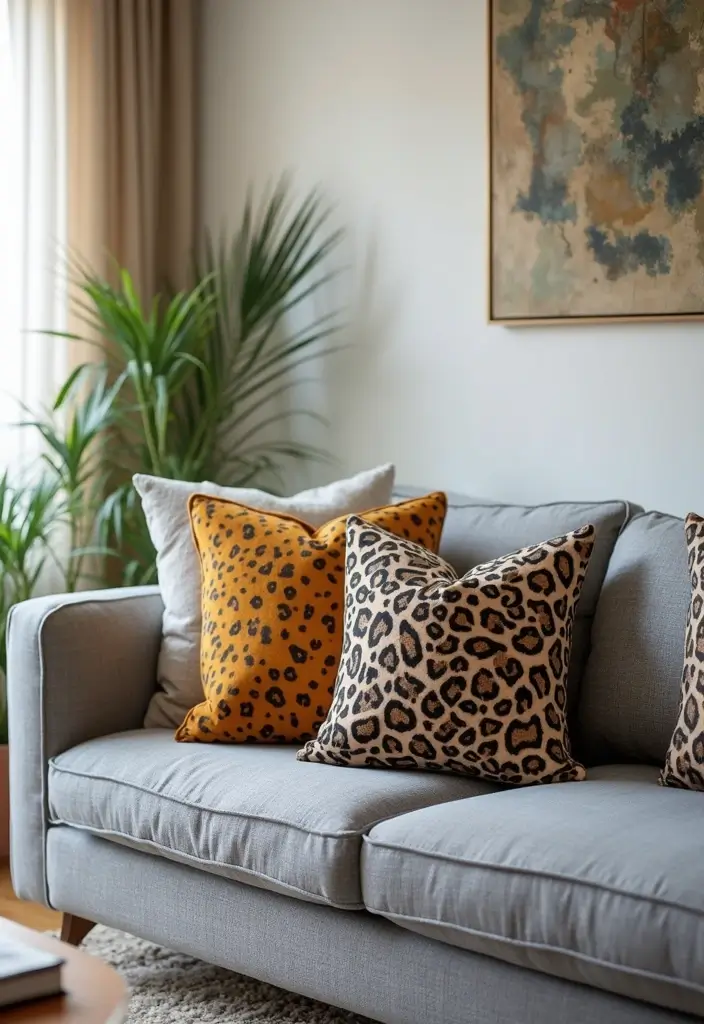 25 Perfect Pillows for a Grey Sofa to Match Any Interior - 22. Fun Animal Print Pillows