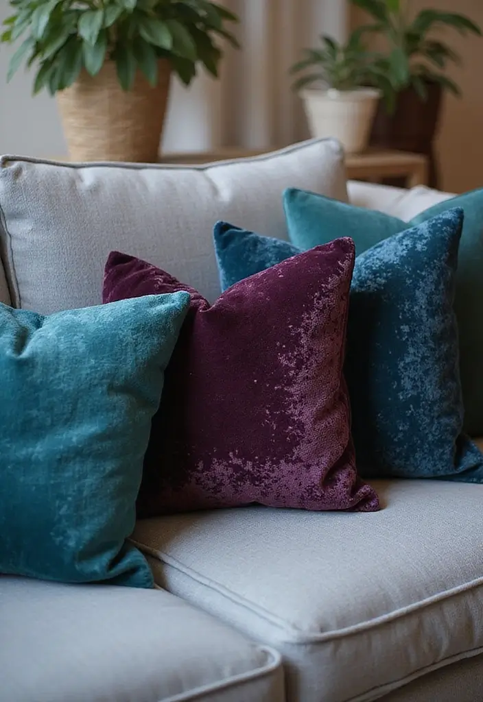 25 Perfect Pillows for a Grey Sofa to Match Any Interior - 5. Textured Velvet Cushions