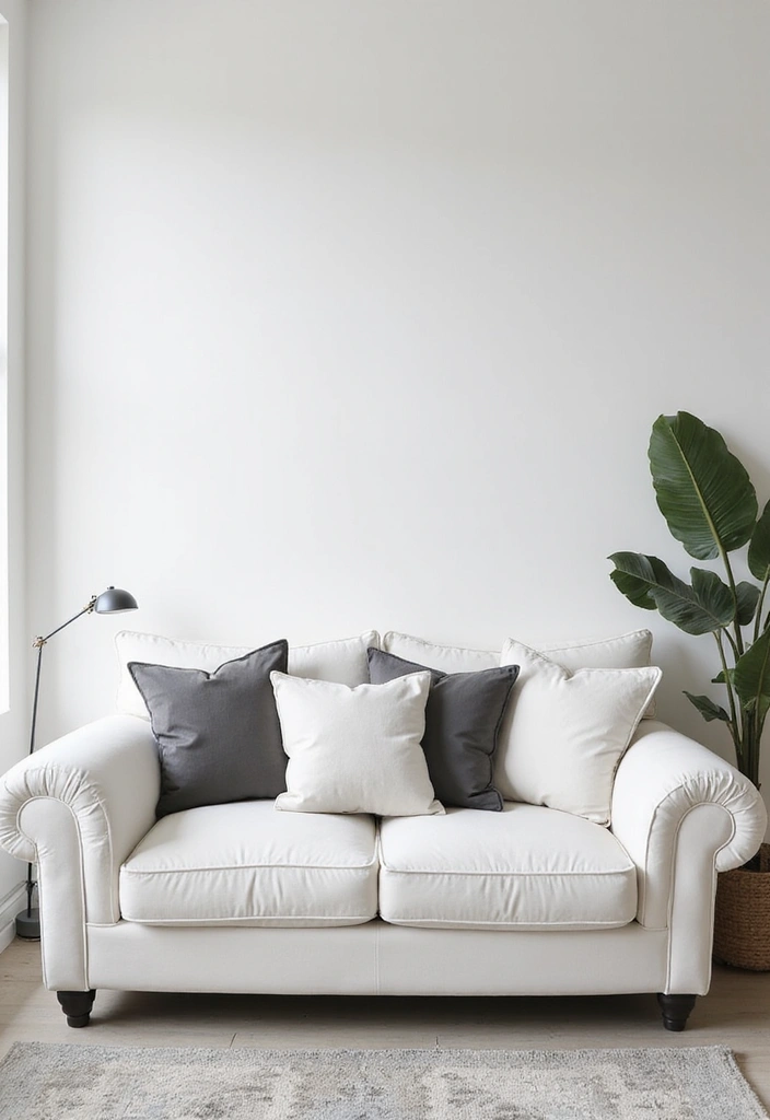 25 Pillows on White Couches That Brighten the Living Room 12 25 Pillows on White Couches That Brighten the Living Room - 12. Monochrome Magic