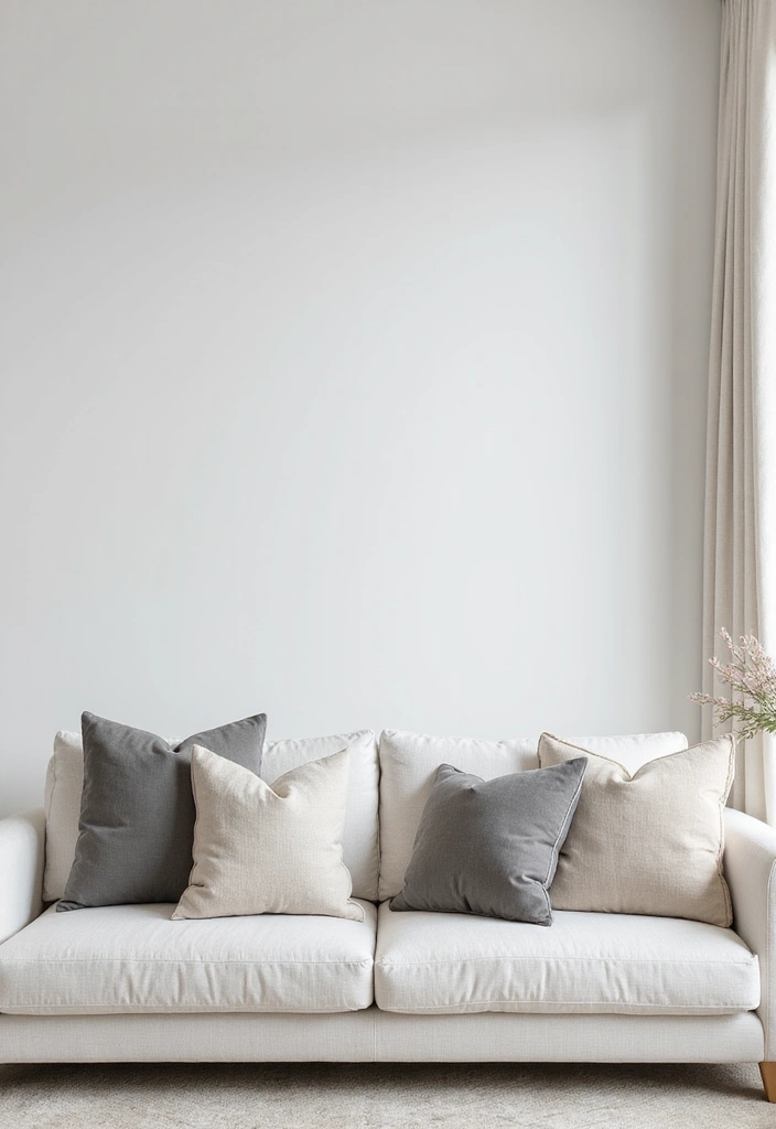 25 Pillows on White Couches That Brighten the Living Room 21 25 Pillows on White Couches That Brighten the Living Room - 21. Minimalist Monochromatic Textures
