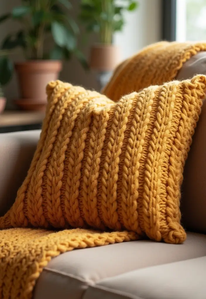 25 Tan Couch Pillow Ideas That Feel Neutral and Inviting 1 25 Tan Couch Pillow Ideas That Feel Neutral and Inviting - 1. Textured Knitted Pillows