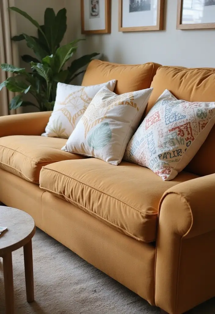 25 Tan Couch Pillow Ideas That Feel Neutral and Inviting 15 25 Tan Couch Pillow Ideas That Feel Neutral and Inviting - 15. Custom-Printed Pillow Covers