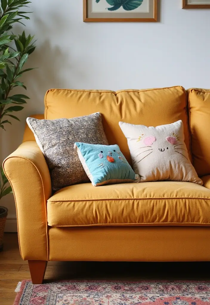 25 Tan Couch Pillow Ideas That Feel Neutral and Inviting 16 25 Tan Couch Pillow Ideas That Feel Neutral and Inviting - 16. Appliqué Pillows