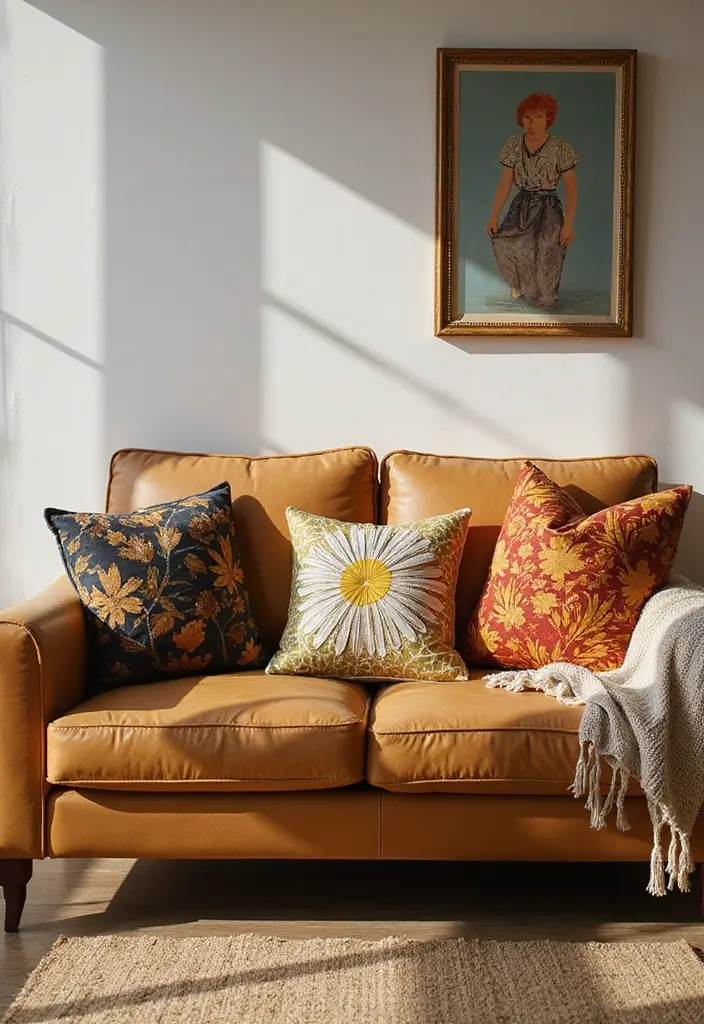 25 Tan Couch Pillow Ideas That Feel Neutral and Inviting 21 25 Tan Couch Pillow Ideas That Feel Neutral and Inviting - 21. Artistic Pillows