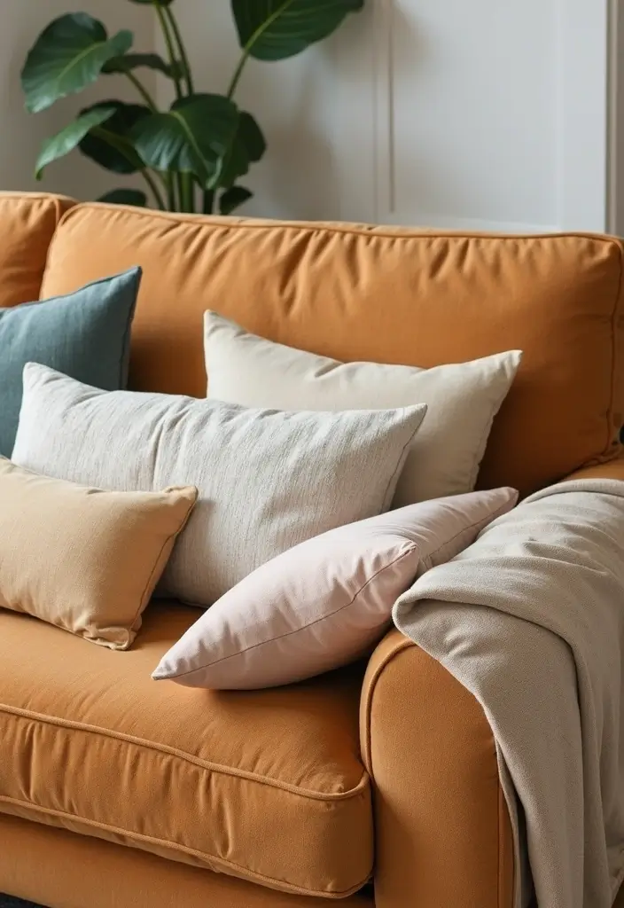 25 Tan Couch Pillow Ideas That Feel Neutral and Inviting 7 25 Tan Couch Pillow Ideas That Feel Neutral and Inviting - 7. Long Lumbar Pillows