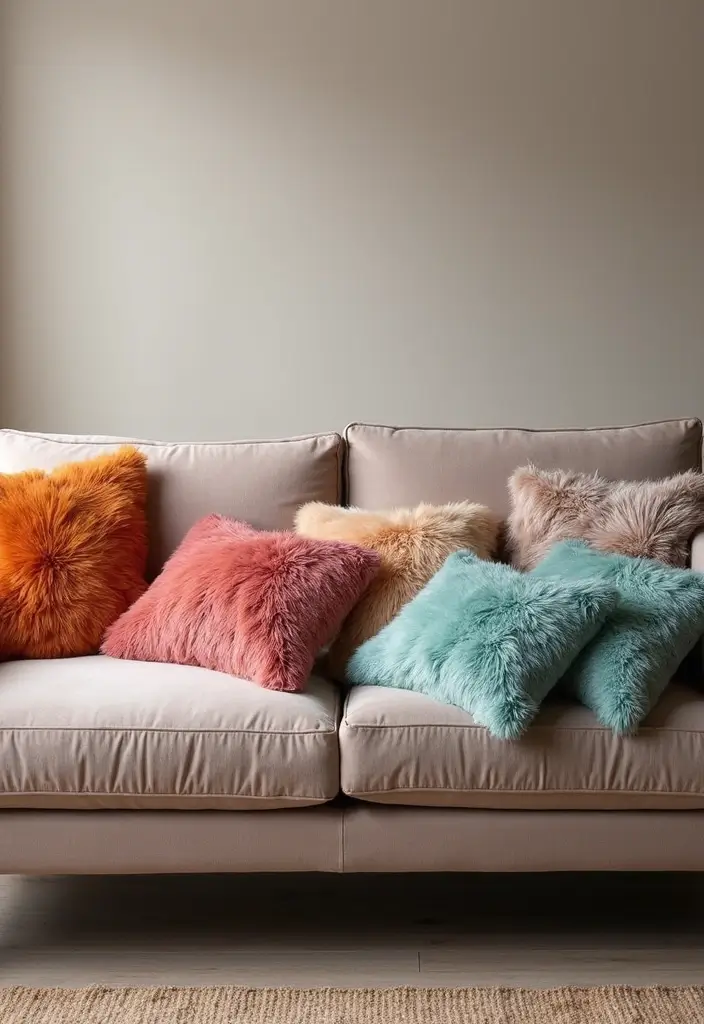 25 Throw Pillows for a Taupe Couch That Look Effortlessly Elegant 13 25 Throw Pillows for a Taupe Couch That Look Effortlessly Elegant - 13. Fun Furry Textures