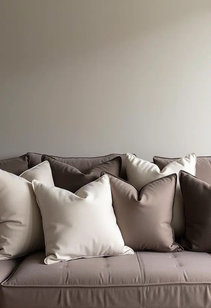 25 Throw Pillows for a Taupe Couch That Look Effortlessly Elegant 15 25 Throw Pillows for a Taupe Couch That Look Effortlessly Elegant - 15. Monochromatic Magic