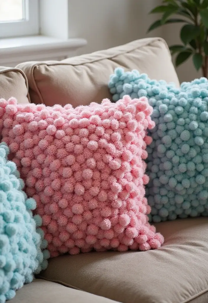 25 Throw Pillows for a Taupe Couch That Look Effortlessly Elegant 16 25 Throw Pillows for a Taupe Couch That Look Effortlessly Elegant - 16. Playful Pom Poms