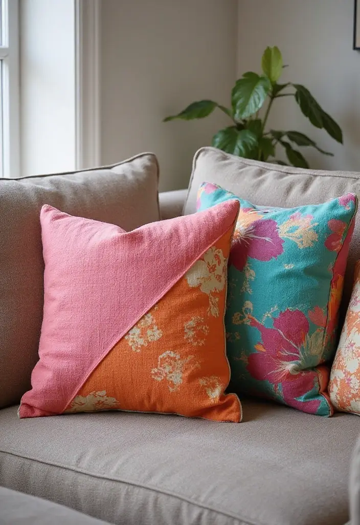 25 Throw Pillows for a Taupe Couch That Look Effortlessly Elegant 19 25 Throw Pillows for a Taupe Couch That Look Effortlessly Elegant - 19. Bold Color Pops