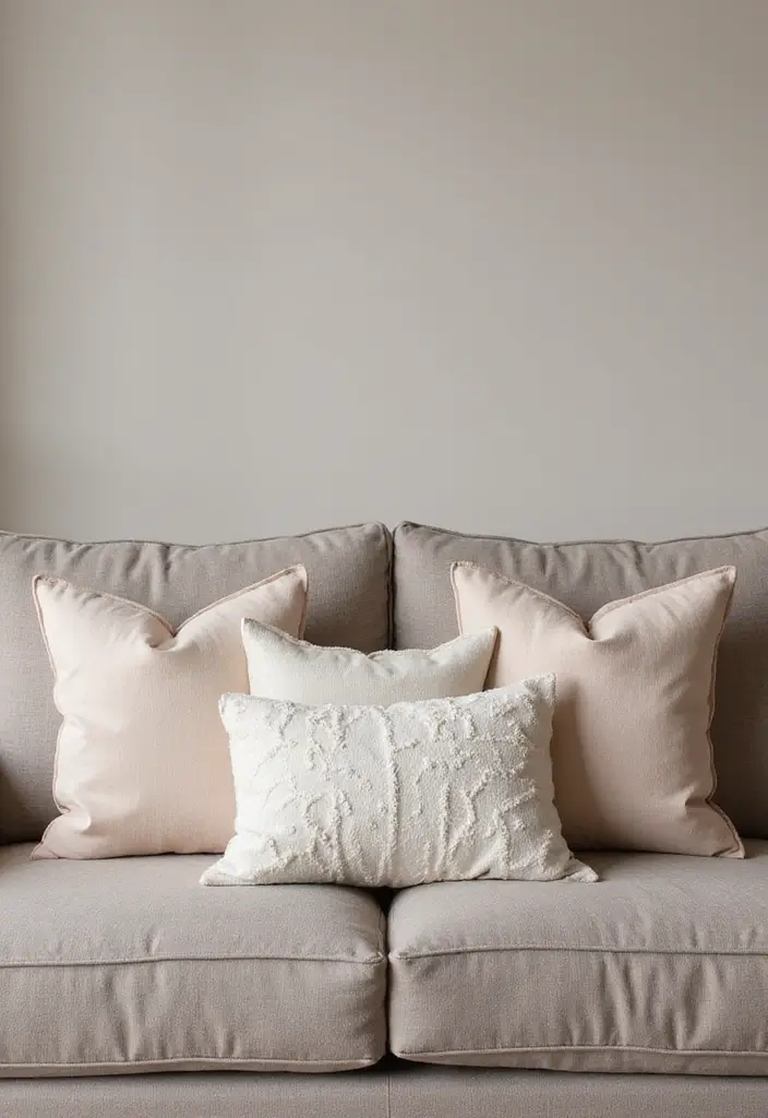 25 Throw Pillows for a Taupe Couch That Look Effortlessly Elegant 24 25 Throw Pillows for a Taupe Couch That Look Effortlessly Elegant - 24. Neutral Harmony