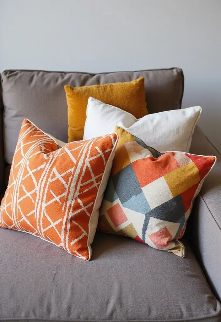 25 Throw Pillows for a Taupe Couch That Look Effortlessly Elegant 3 25 Throw Pillows for a Taupe Couch That Look Effortlessly Elegant - 3. Geometric Glam