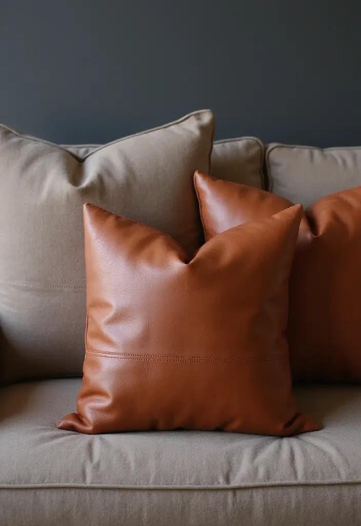 25 Throw Pillows for a Taupe Couch That Look Effortlessly Elegant 6 25 Throw Pillows for a Taupe Couch That Look Effortlessly Elegant - 6. Luxurious Leather