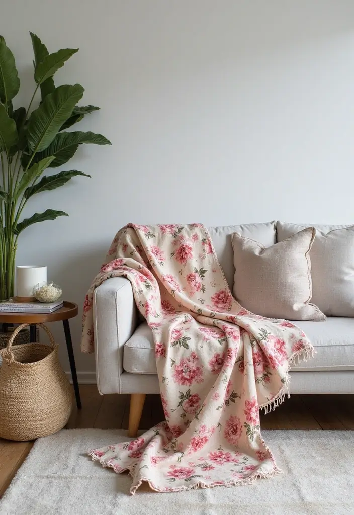 25 Throws on Sofas That Instantly Elevate Any Living Room 11 25 Throws on Sofas That Instantly Elevate Any Living Room - 11. Floral Patterns for a Touch of Nature