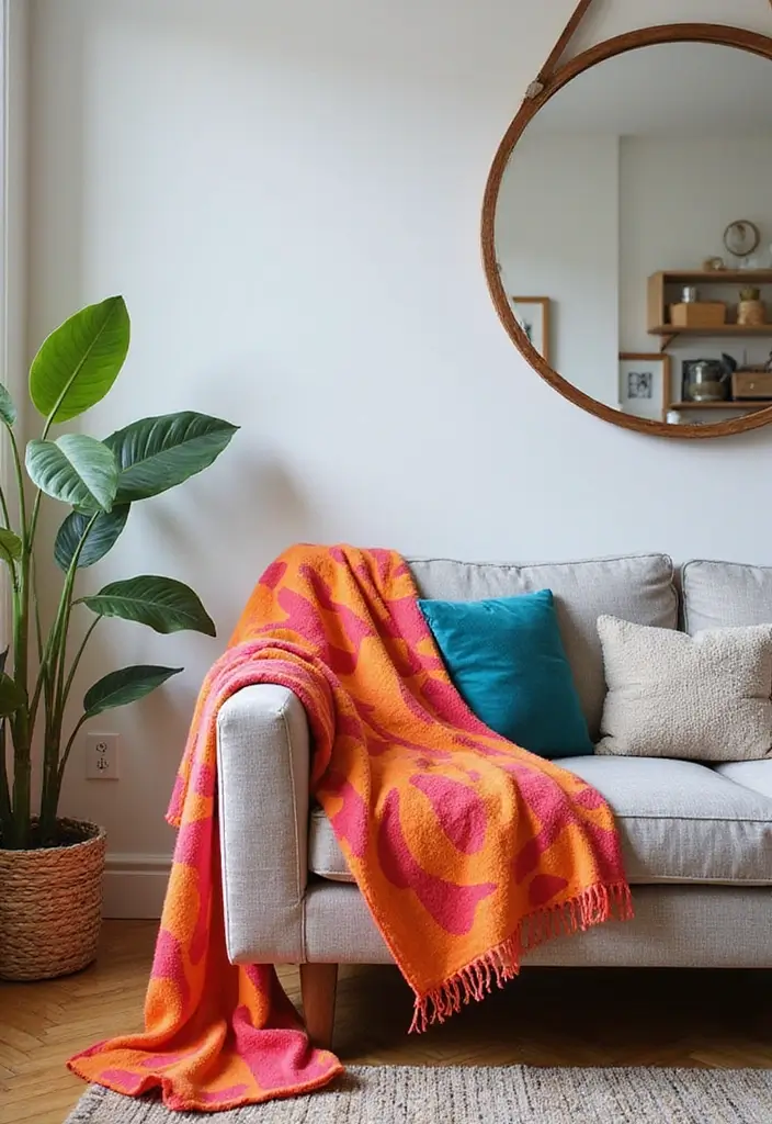 25 Throws on Sofas That Instantly Elevate Any Living Room 18 25 Throws on Sofas That Instantly Elevate Any Living Room - 18. Bright and Bold Throws