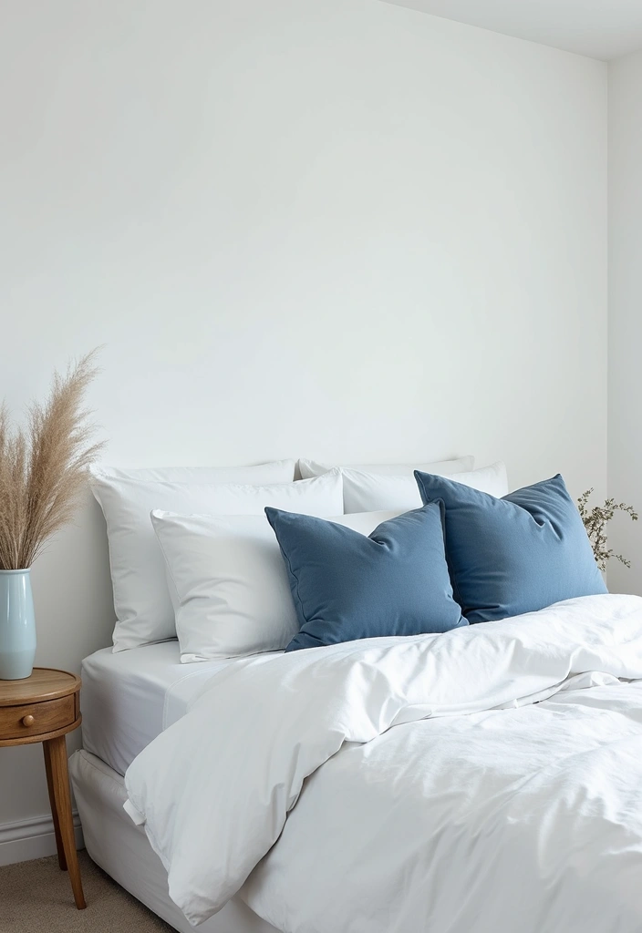 25 White Bedding Ideas with Colorful Pillows That Pop 7 25 White Bedding Ideas with Colorful Pillows That Pop - 7. Minimalist Monochrome