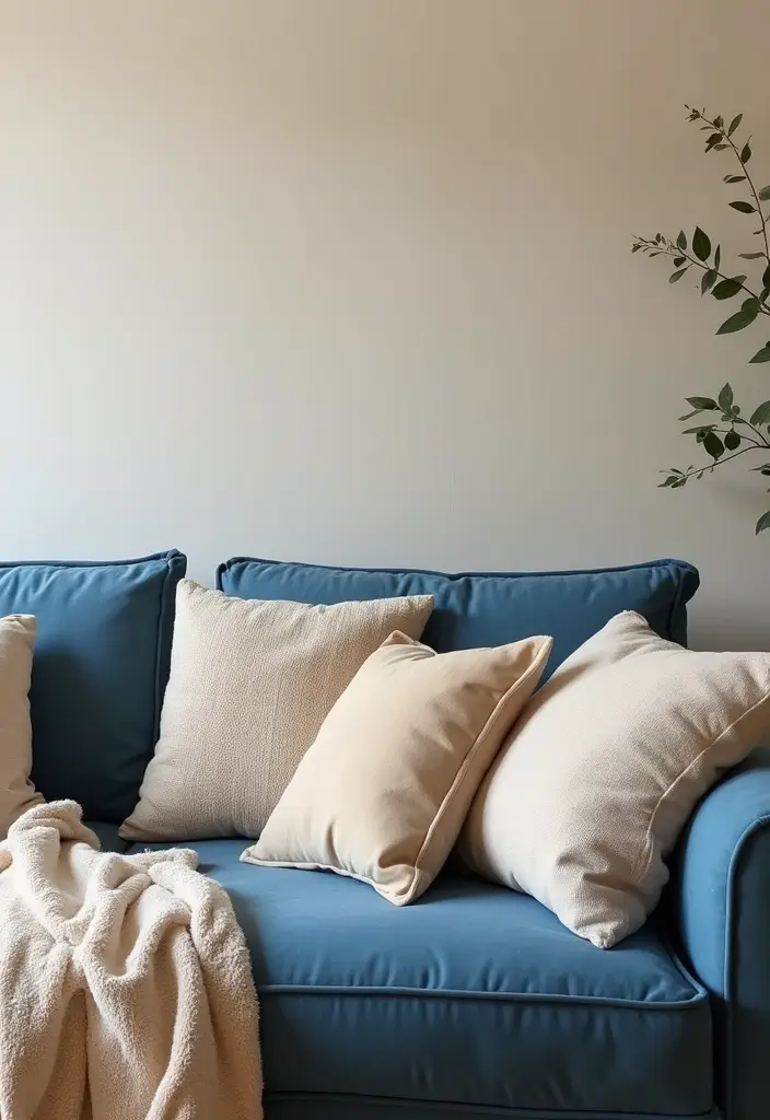 26 Blue Couch with Pillows Color Mixes You’ll Want to Copy 1 26 Blue Couch with Pillows Color Mixes You’ll Want to Copy - 1. Soft Neutrals: Chic and Cozy