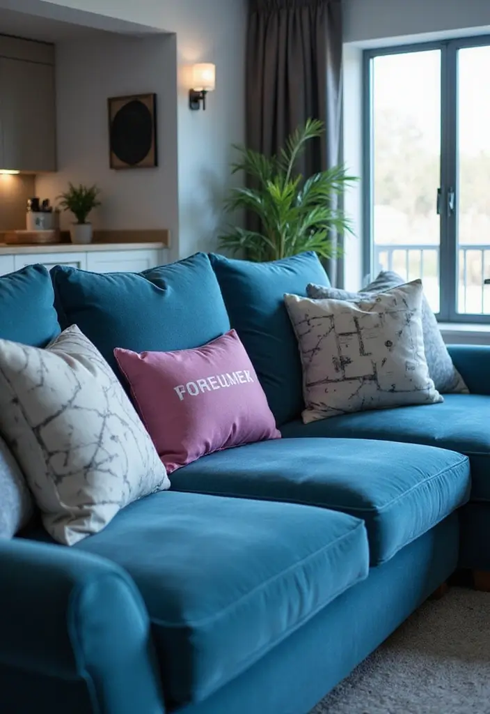 26 Blue Couch with Pillows Color Mixes You’ll Want to Copy 21 26 Blue Couch with Pillows Color Mixes You’ll Want to Copy - 21. Tech-Savvy: Smart Home Style