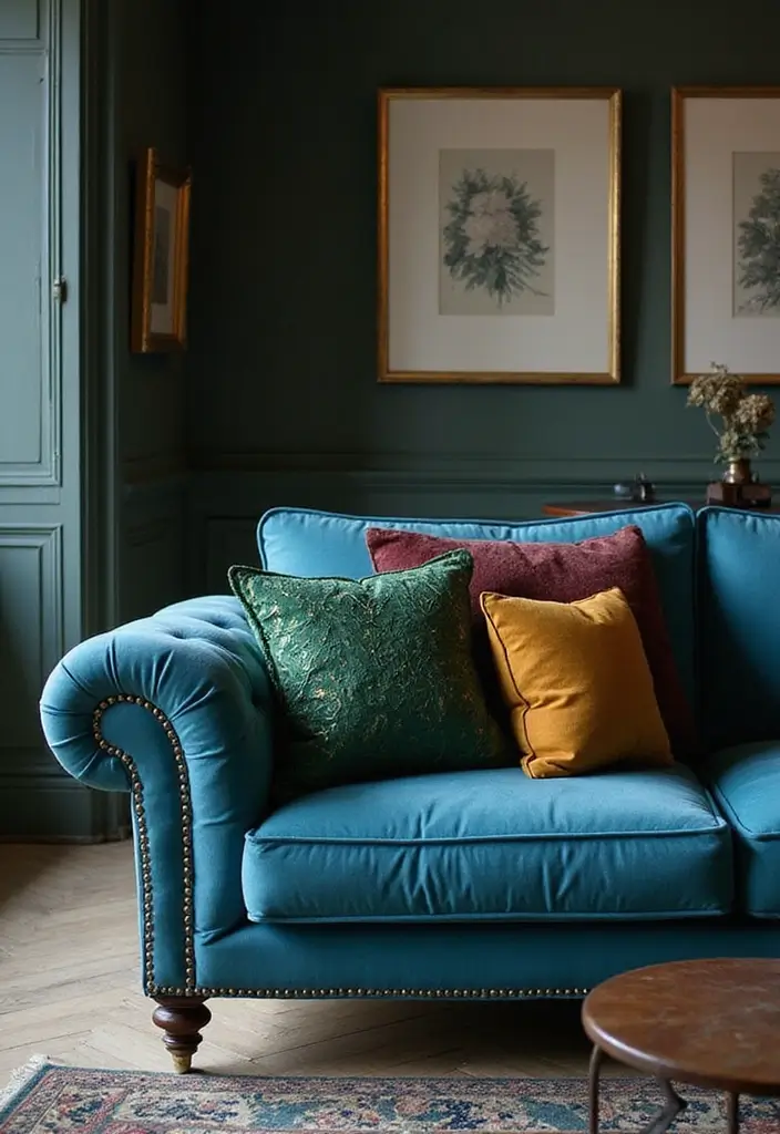 26 Blue Couch with Pillows Color Mixes You’ll Want to Copy 3 26 Blue Couch with Pillows Color Mixes You’ll Want to Copy - 3. Rich Jewel Tones: Bold and Beautiful
