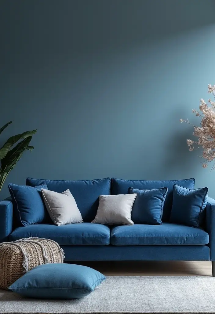 26 Blue Couch with Pillows Color Mixes You’ll Want to Copy 6 26 Blue Couch with Pillows Color Mixes You’ll Want to Copy - 6. Monochrome Magic: Shades of Blue