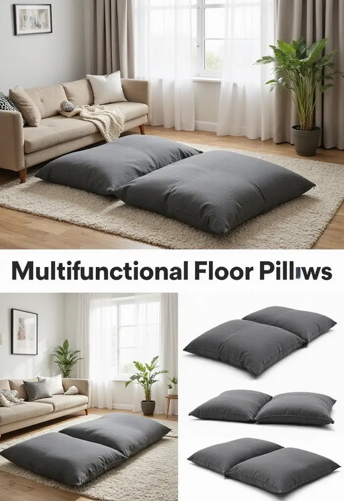 26 Floor Pillow Ideas for Living Rooms: Cozy and Functional Decor 13 26 Floor Pillow Ideas for Living Rooms: Cozy and Functional Decor - 13. Multifunctional Magic